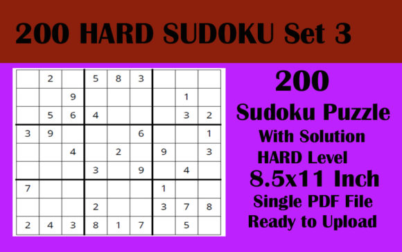 1 File 200 HARD Sudoku 8.5x11 KDP Vol 3: A Comprehensive Puzzle Book