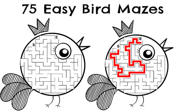 Explore Creativity and Problem-Solving with 75 Easy Bird Mazes - Solve and Color