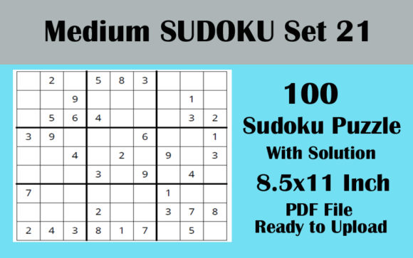 Explore Sudoku Puzzle 100 MEDIUM 8.5x11 KDP V 21