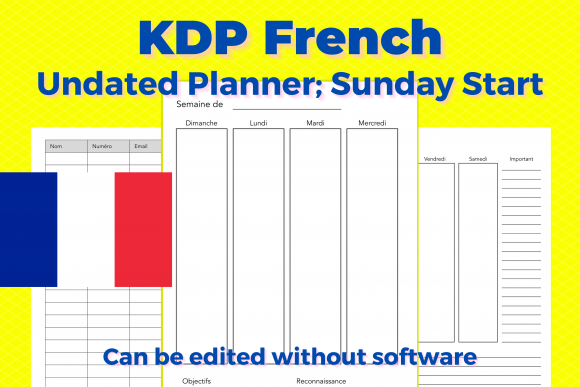 Organize Your Life with the KDP French Undated Planner Sunday Start