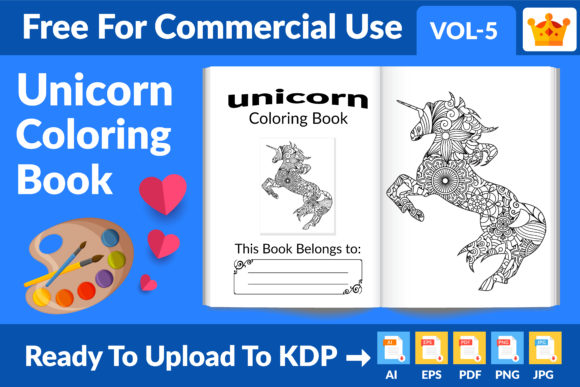 Unicorn Coloring Book KDP Interior Vol 5: A Creative and Educational Resource for Kids